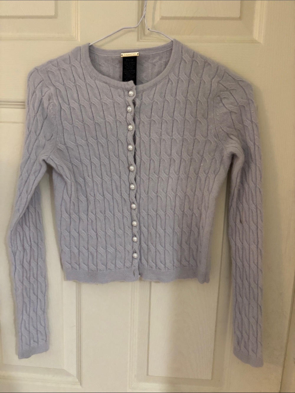 Cashmere Blend Cable Knit Cardigan - Light Lavender kids size XS